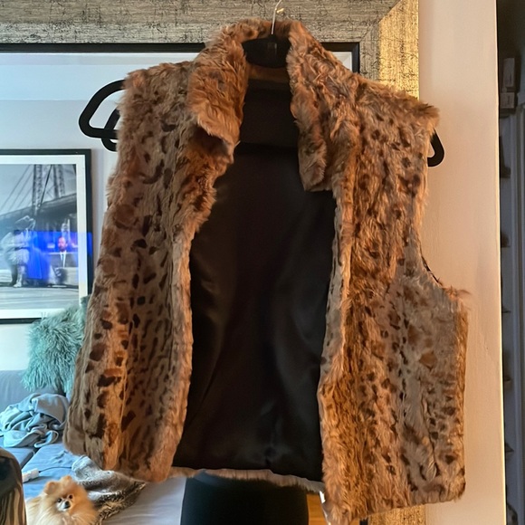 Animal Print Fur Vest - Picture 1 of 4